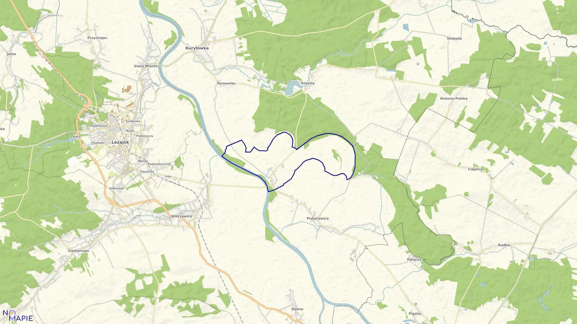 Mapa obrębu Rzuchów w gminie Leżajsk